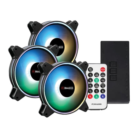 PCBuilder Tempest Chill Fan Kit 3x120MM Dual Glow ARGB Fan + Controller + RF Remote | dynacor.co.za