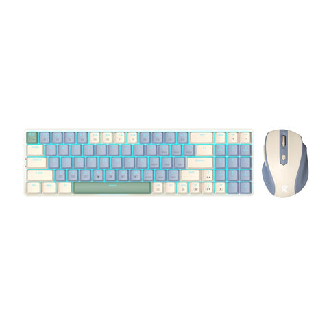 Redragon BS8772 Wireless Keyboard and Mouse Combo - Cream/Blue | dynacor.co.za