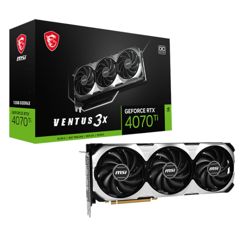 MSI Nvidia GeForce RTX 4070Ti Ventus 3X E OC 12G GDDR6X 256-BIT Graphics Card | dynacor.co.za