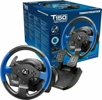 Thrustmaster T150 Force Feedback Black, Blue USB Steering wheel + Pedals PC, PlayStation 4, Playstation 3 | dynacor.co.za